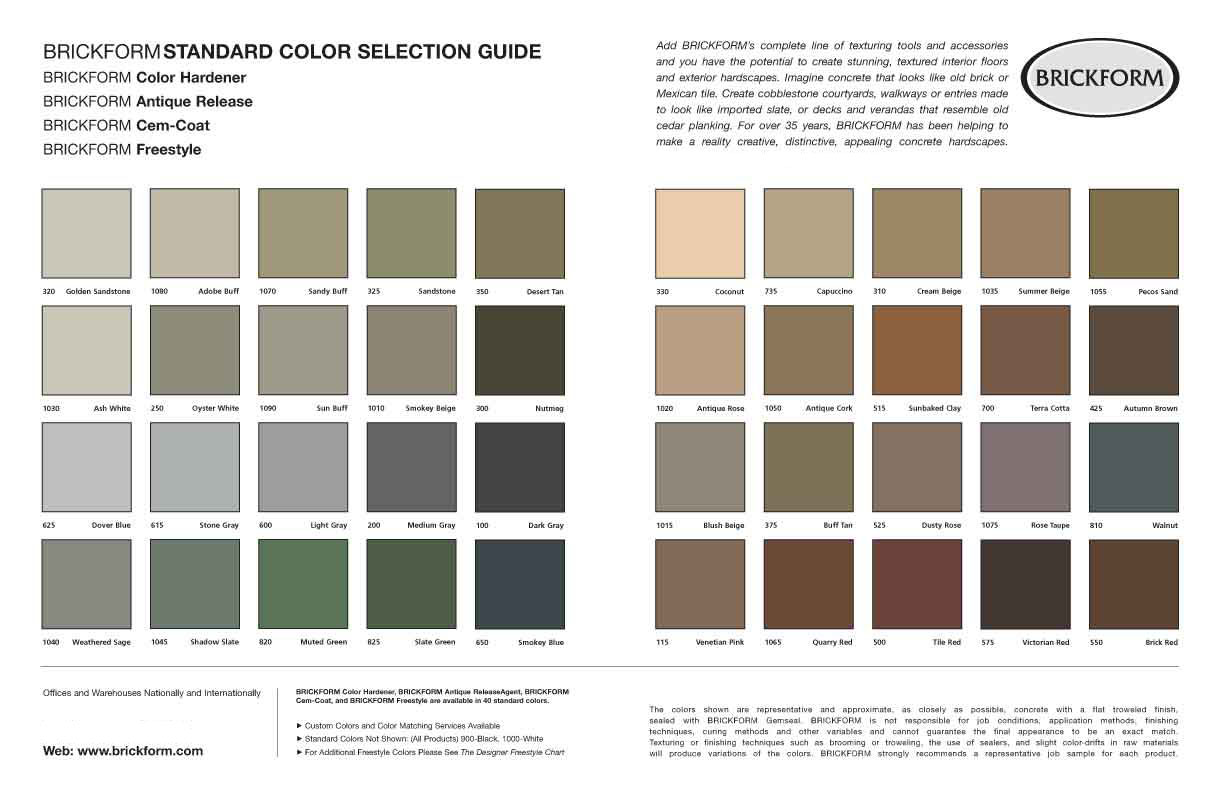 BRICKFORM Standard Color Charts